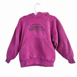 Balenciaga Kids Girls Fuschia Pink "Fashion Institute" Hooded Sweatshirt, Size 4